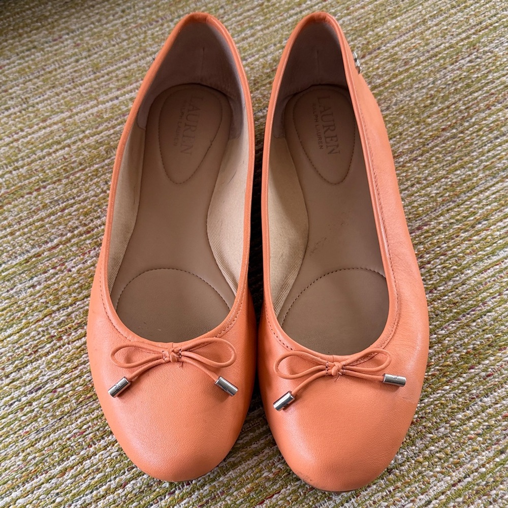 Lauren Ralph Lauren Tangerine Flats with Bow Accent